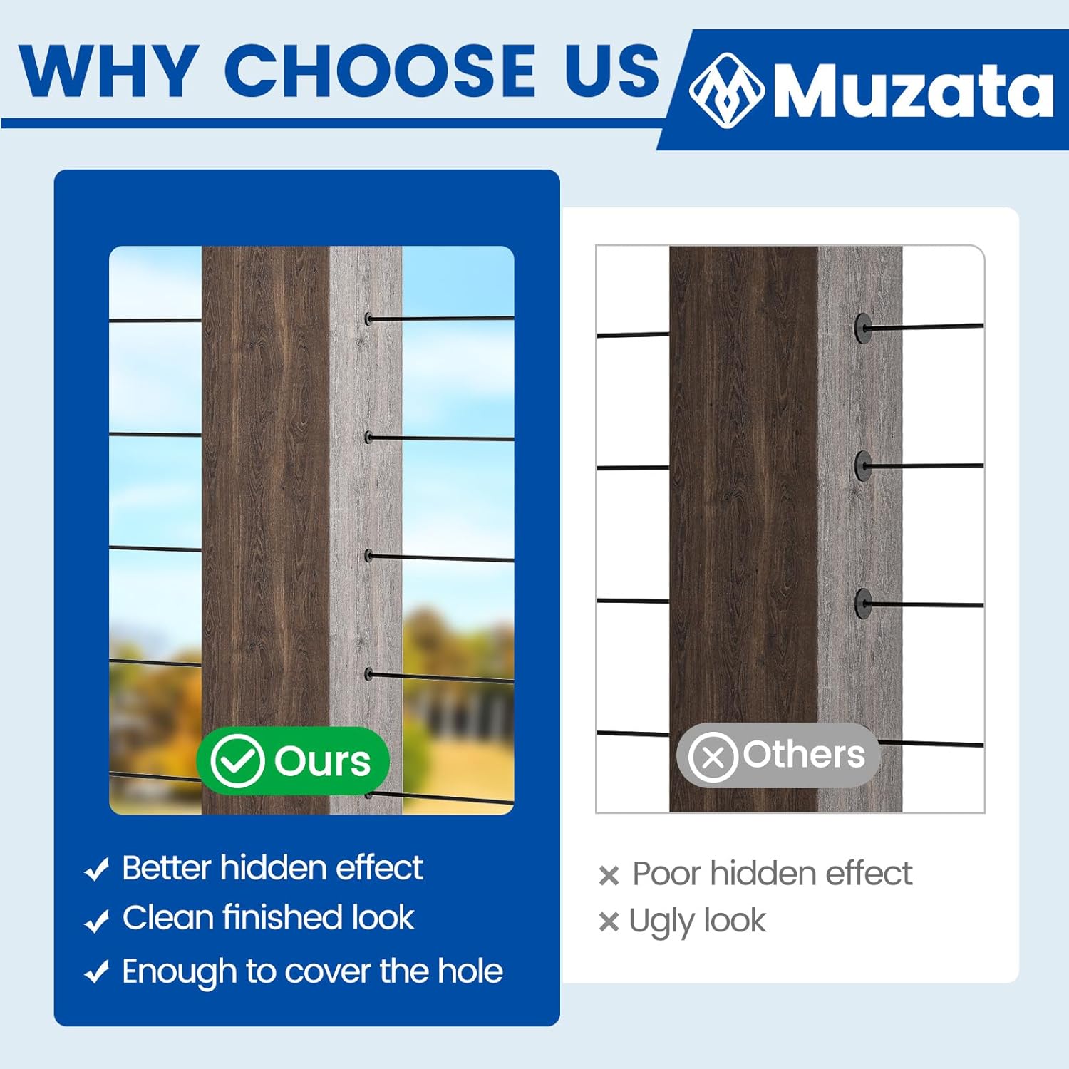 Muzata 120 Pack 1/8" Black Cable Railing Protector Sleeves T316 Stainless Steel Protective Sleeves Deck Cable Railing Hardware Kit for Wood Posts CR13