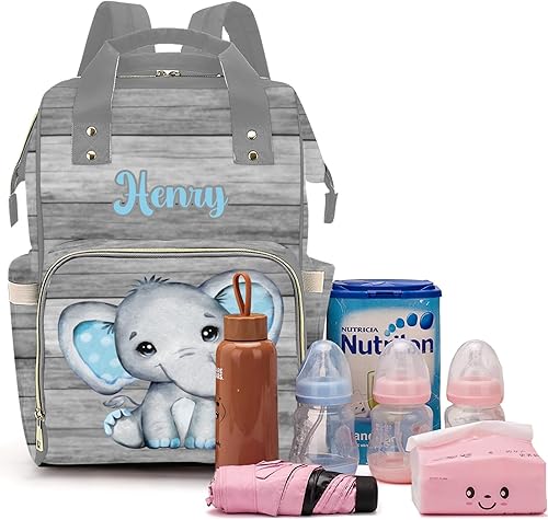 Voltexia Bolsa de pañales personalizada con nombre, bolsa de pañales personalizada para niñas, mochila de pañales multifunción con bolsillos