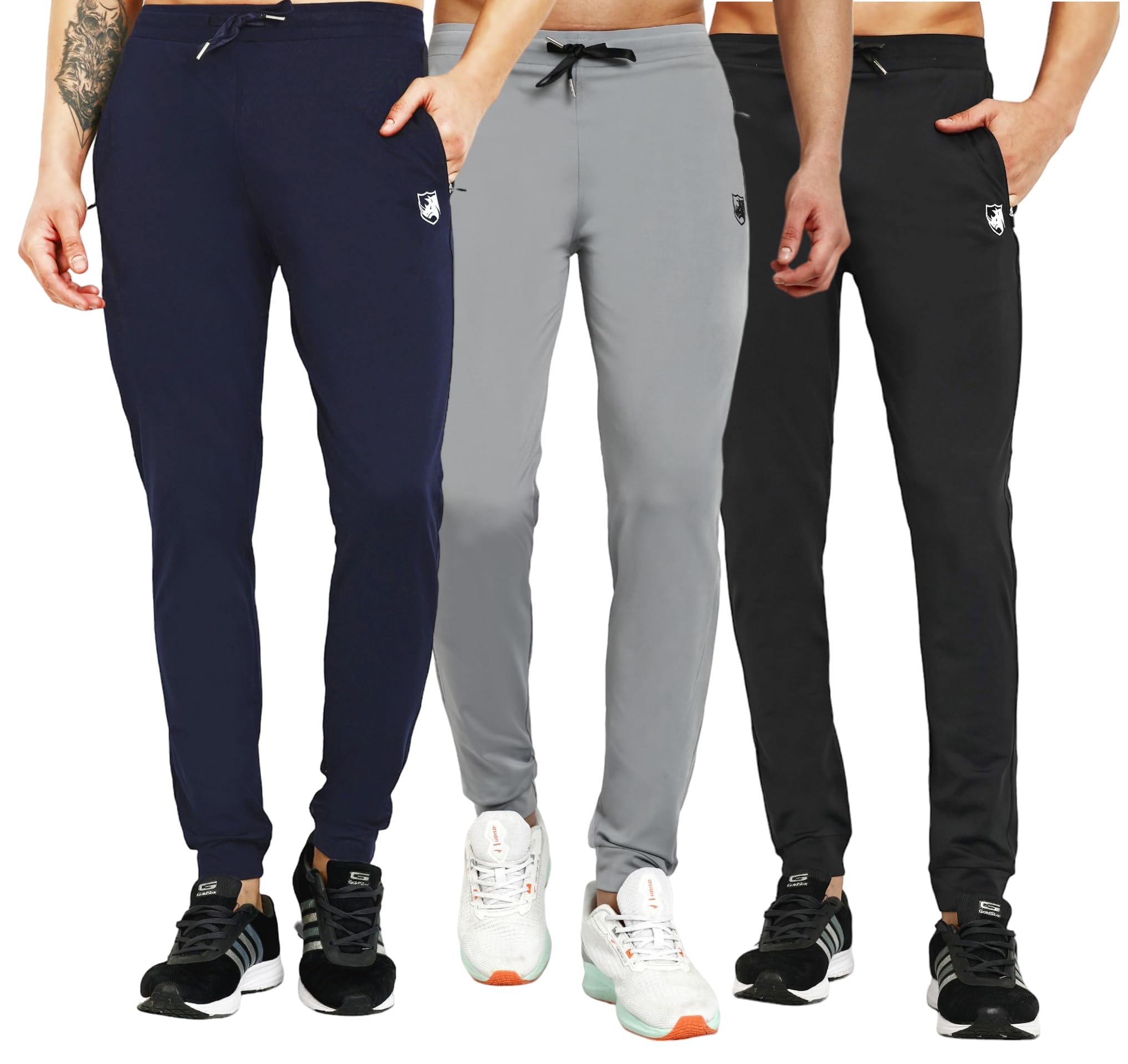 RynoGear Regular fit Stretchable Track Pants Combo with Zipper Pockets (Pack of 3)-picture-14