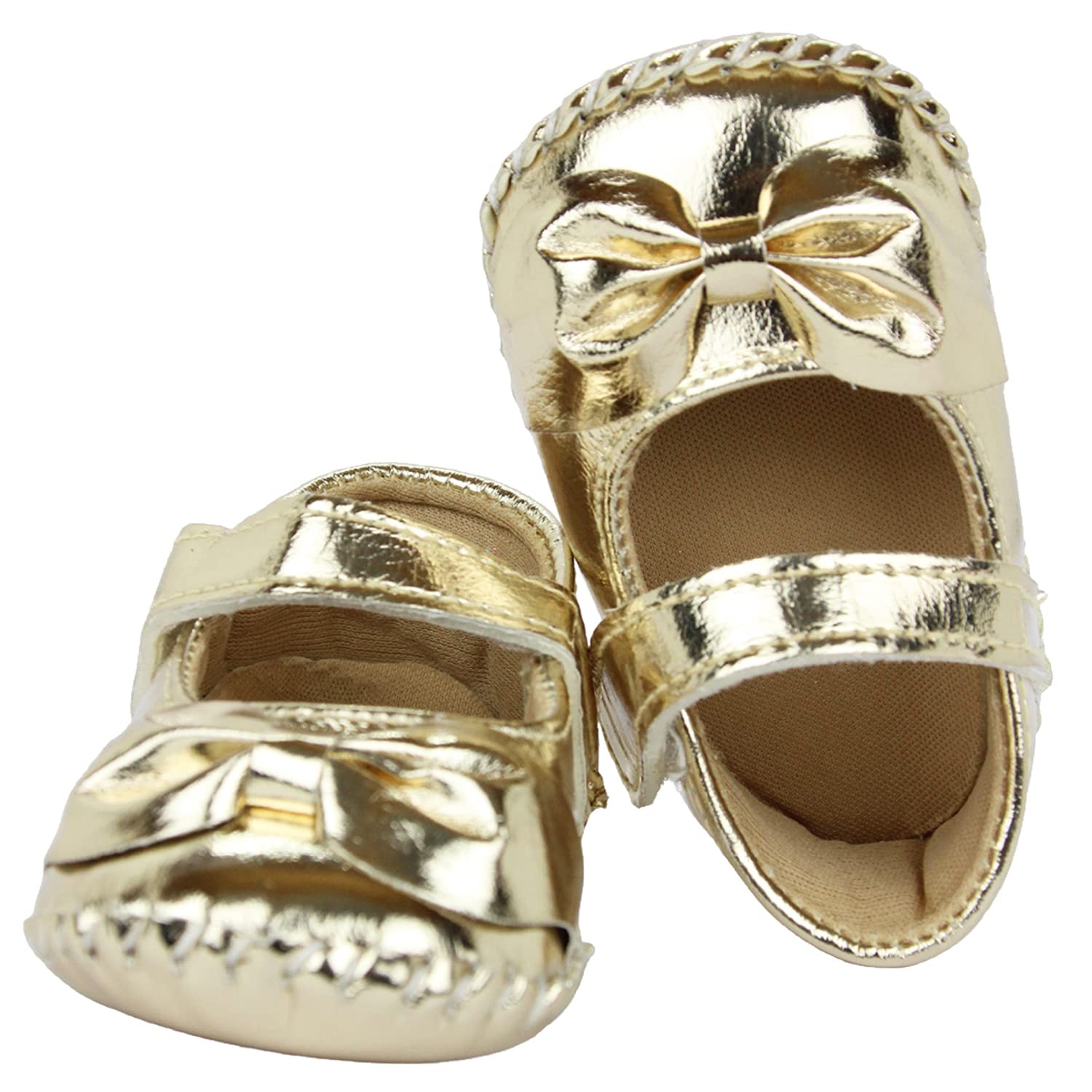 Neska Moda 6 To 12 Months Baby Girls Synthetic Leather Floral Sandal Booties (Golden)-BT1606 2