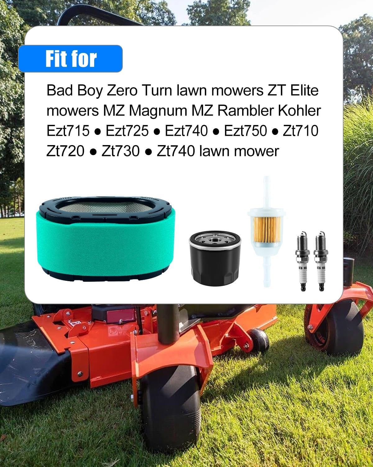 Spark Plugs Filter Compatible with Bad Boy Mower Engine Outlaw ZT CZT Outlaw Extreme Magnum MZ 2015 Replace 015800000 063500400 063-5003-00 16-083-04-S 063-1060-00