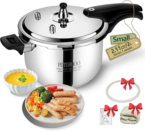 Small Stainless Steel Pressure Cooker 2Quart Mini Size, Ideal for