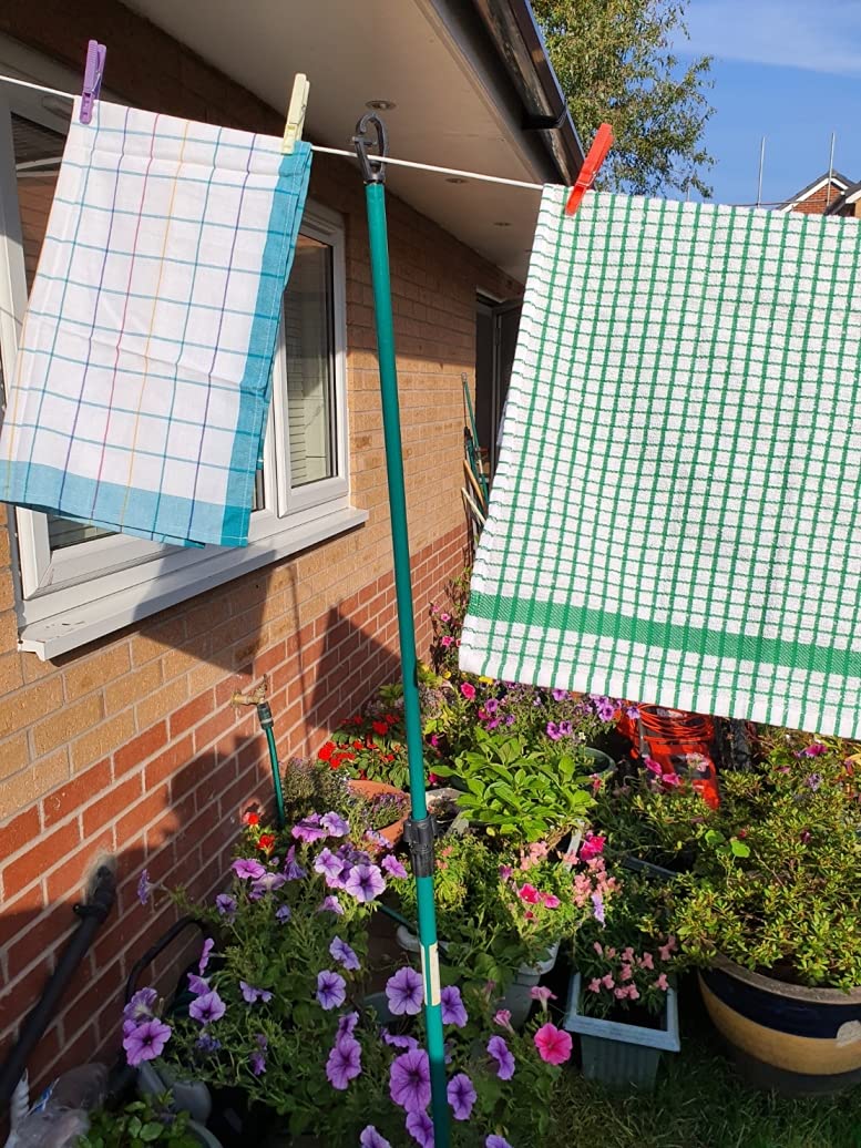 Prop Butterfly Or Twist Lock Garden Washing Line Metal Galvanised Outdoor Indoor Airer Rope String Cloths Laundry Support pole Extendable from 1.5 to 2.4m Telescopic strong (1pk Twist Lock)