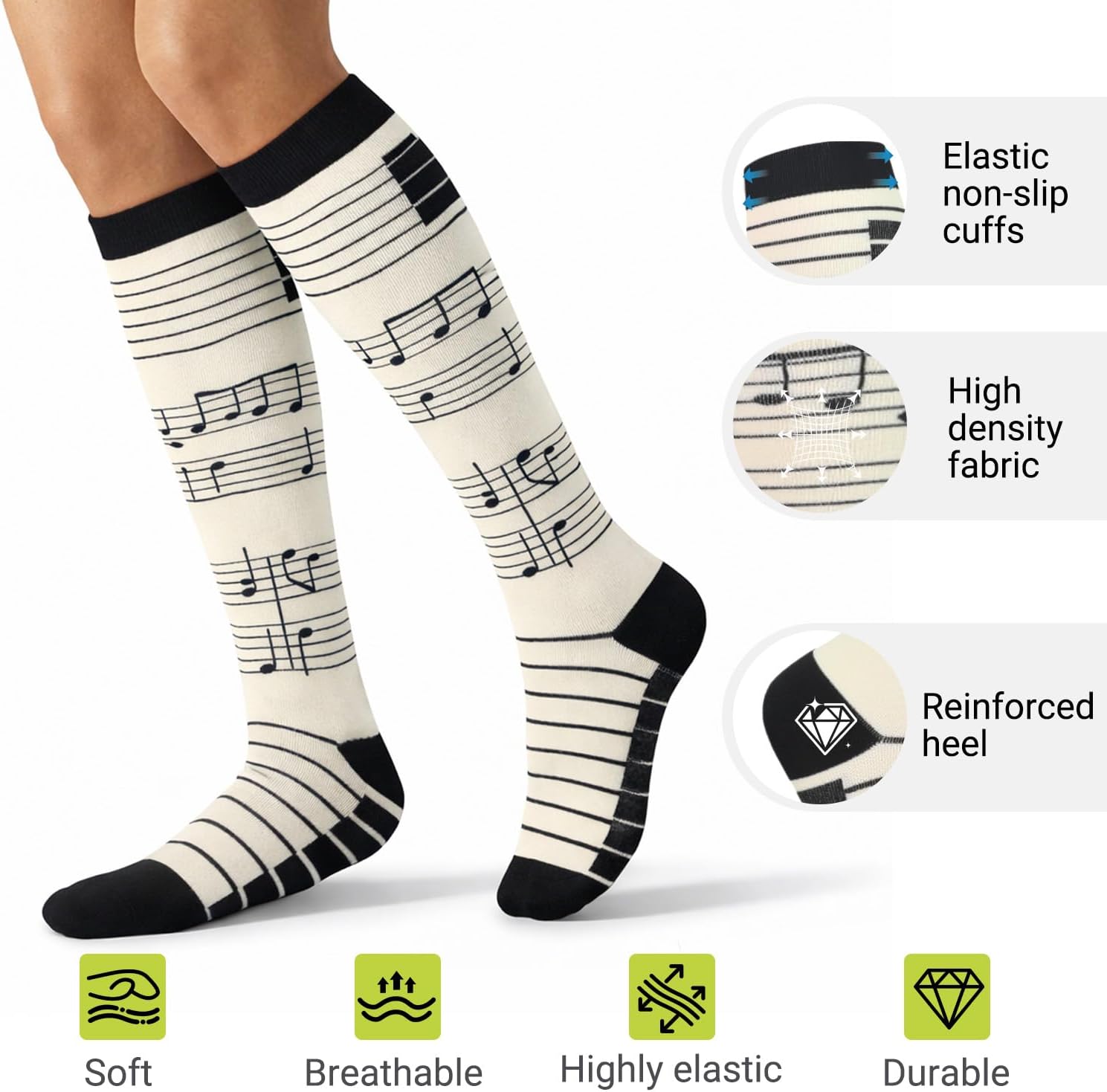 Compression Socks 15-20mmHg for Men & Women, 4 Pairs Graduated Compression Socks for Work, Travel & Everyday Wear