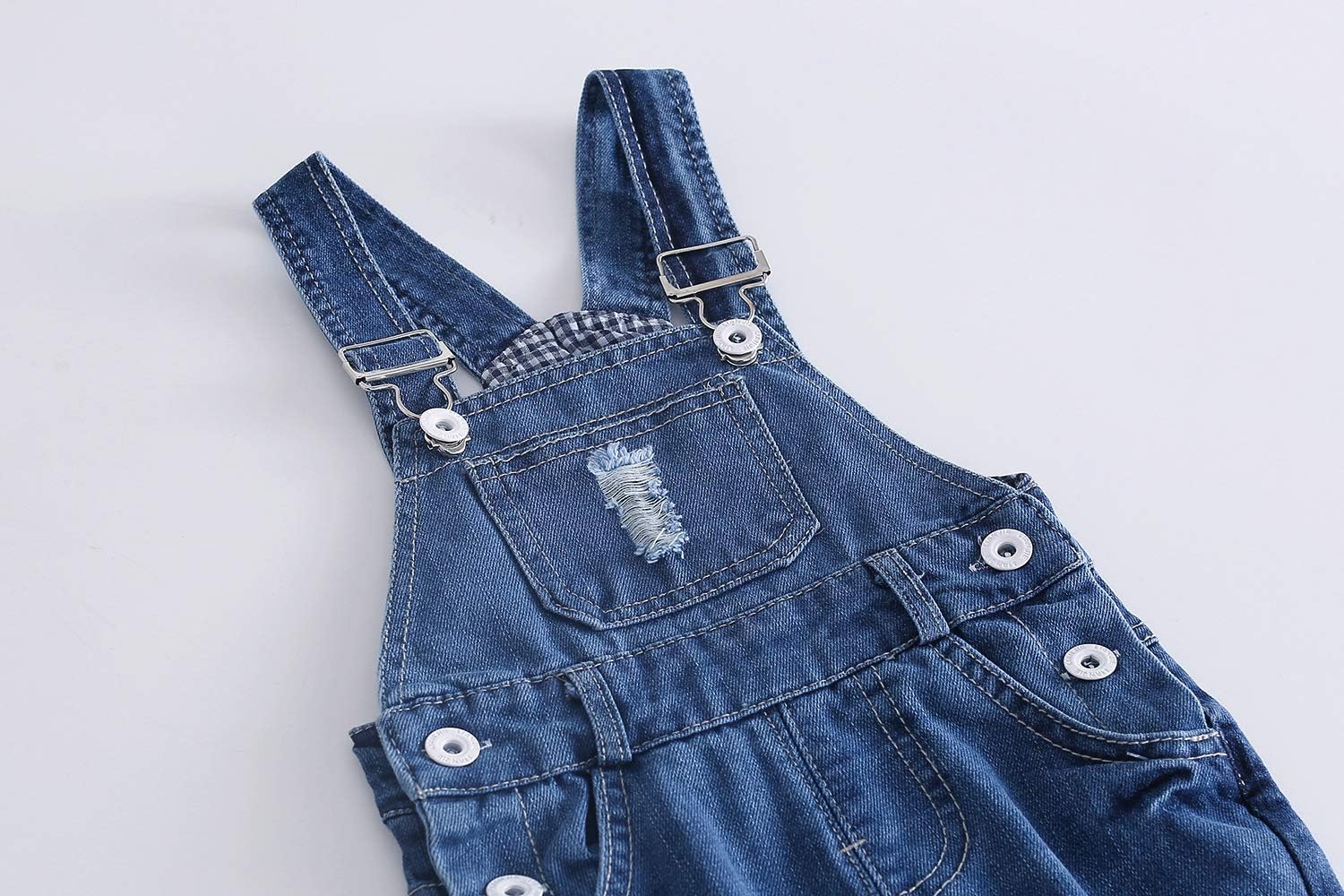 KIDSCOOL SPACE Baby Boy Girl Jean Overalls,Toddler Ripped Denim Cute Workwear - Image 6