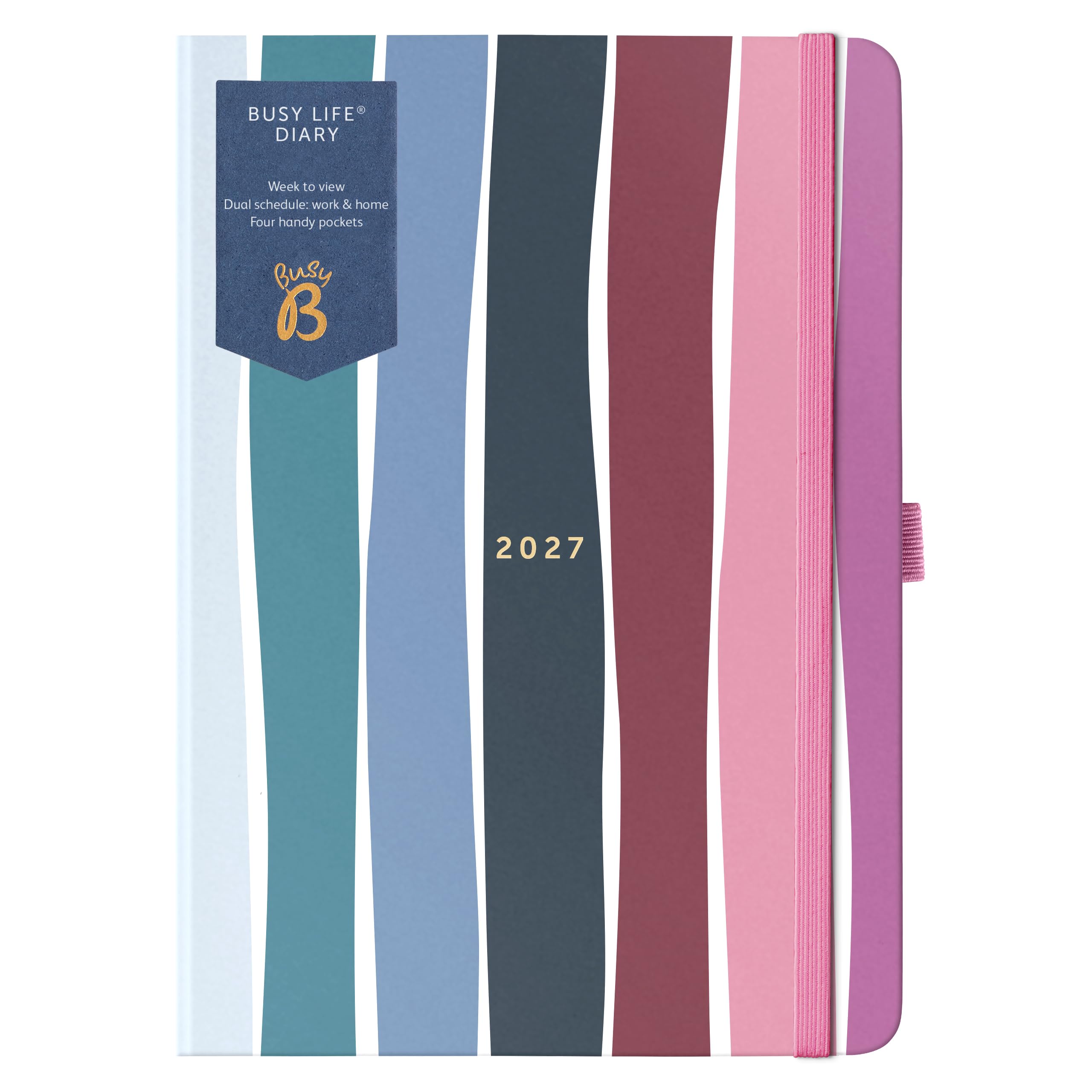 Busy B A5 2027 Diary - Dual Schedule Weekly Planner - Multi Stripe