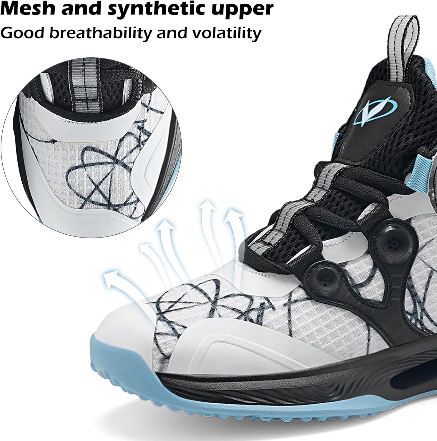 VITUOFLY Kids Basketball Shoes Boys Air Cushion Sneakers Girls Mid Top School Hoops Shoes Non-Slip Outdoor Sports Running Gym Comfortable Durable Little Kid/Big Kid - Image 2