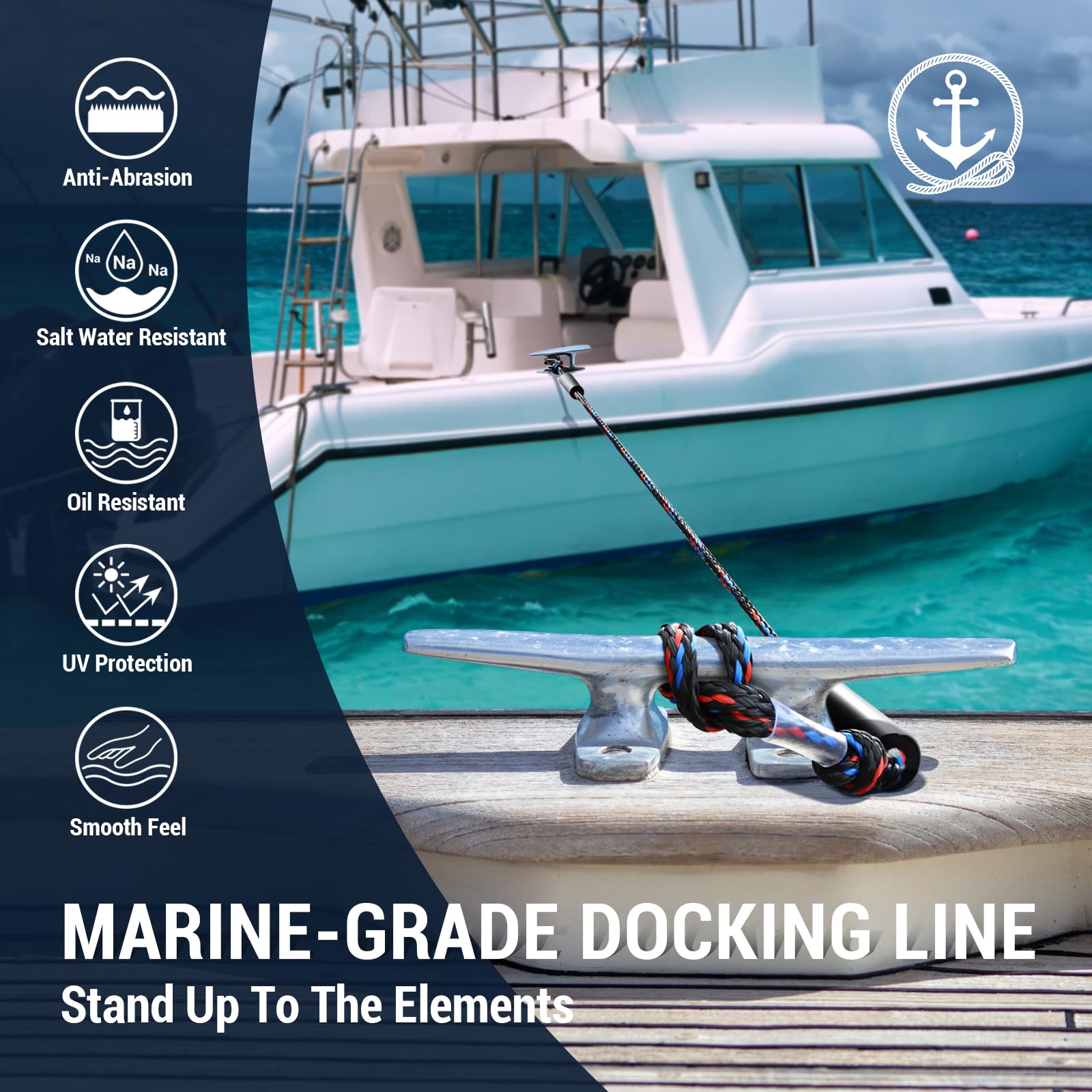 Snapklik.com : Boat Bungee Dock Lines, Boat Ropes For Docking
