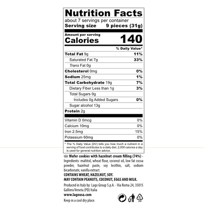 Galletas Wafer de Avellana Gastone Lago Party Wafers Sin Azúcar 7.5 oz Pack 2 miniatura 2