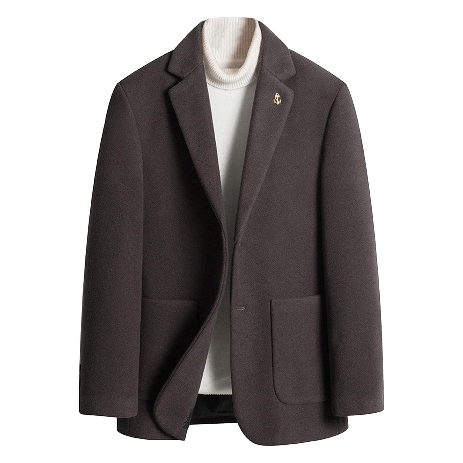 Generisch Giacca da uomo slim fit, giacca blazer per lavoro, matrimonio, tempo libero, giacca sportiva blazer in tweed con bottoni
