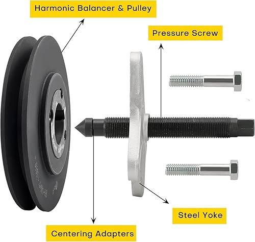 Miniatura 11 de Juego de 46 extractores de equilibrador armónico Juego de herramientas de instalación de polea de dirección asistida, removedor de volante, Rojo
