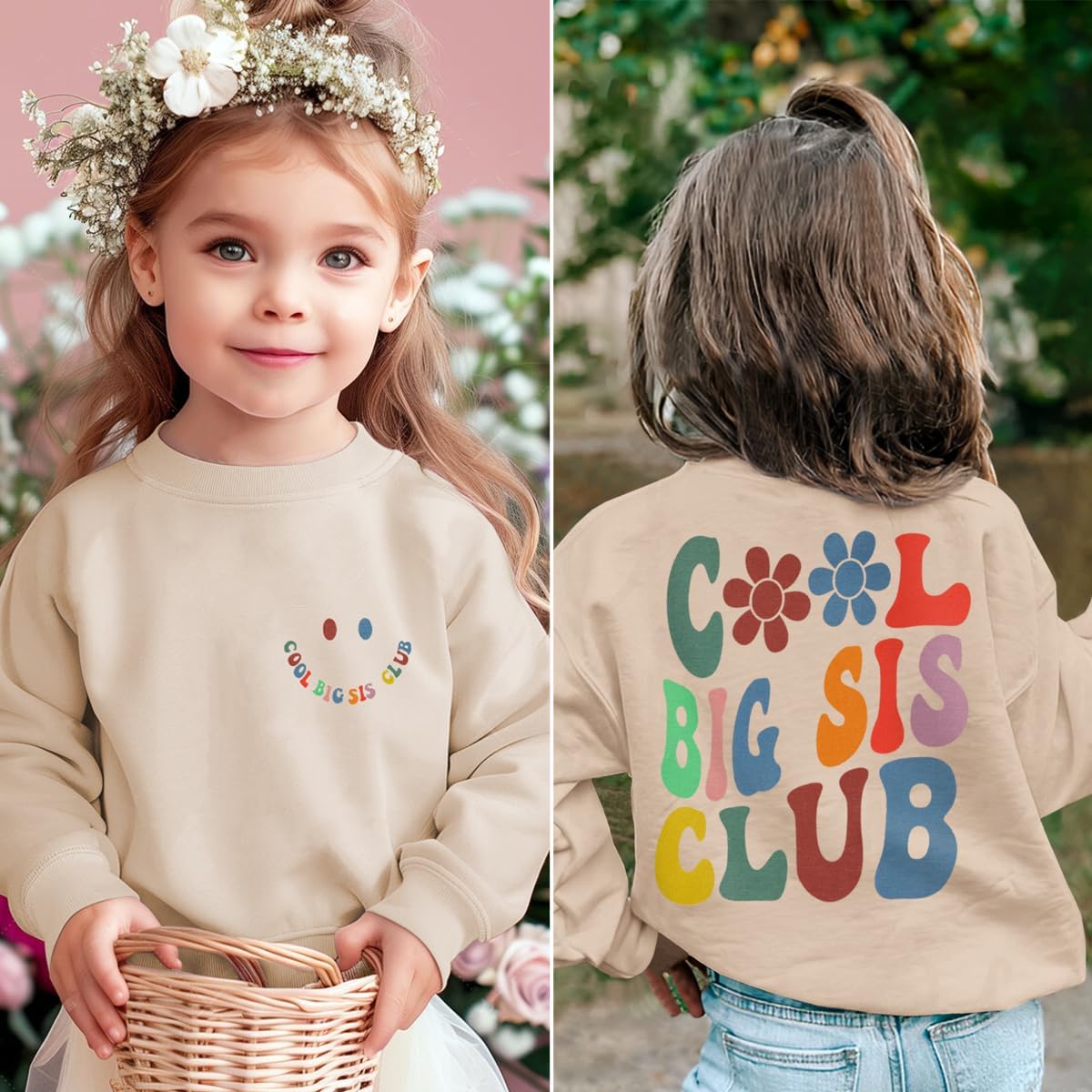 Big Sister Sweatshirt for Toddler Baby Girl Cool Big Sis Club Pullover Shirt Kids Crewneck Long Sleeve Fall Outfit - Image 2