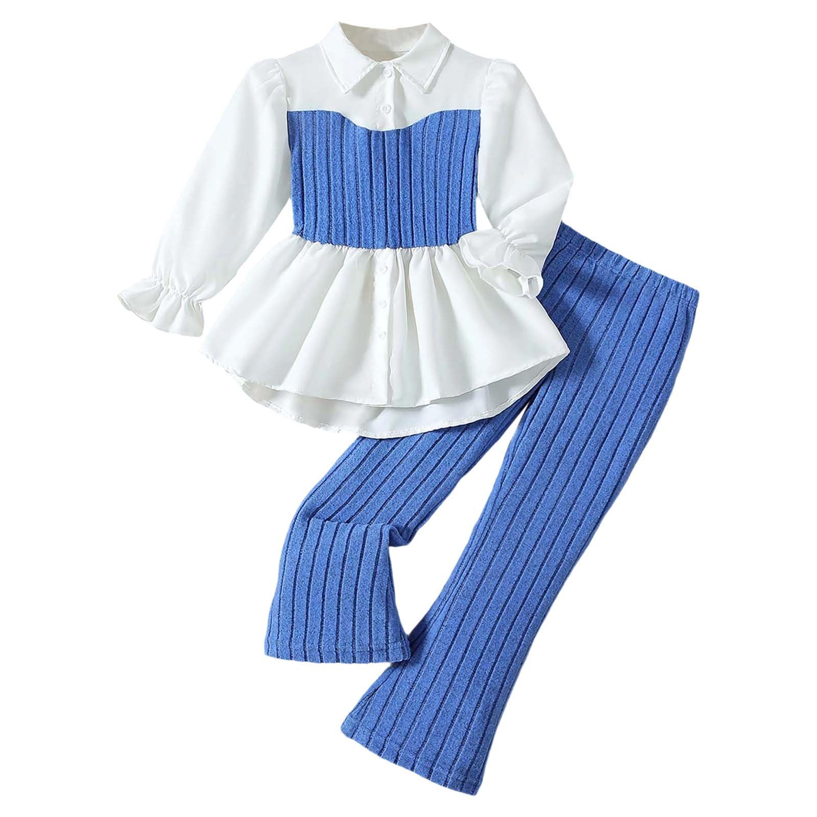 SoLu DAY8 Ensemble Fille 5-12 Ans Hiver Automne - Tailleur Pantalon Bootcut & Chemise Manches Longues Chic Élégant