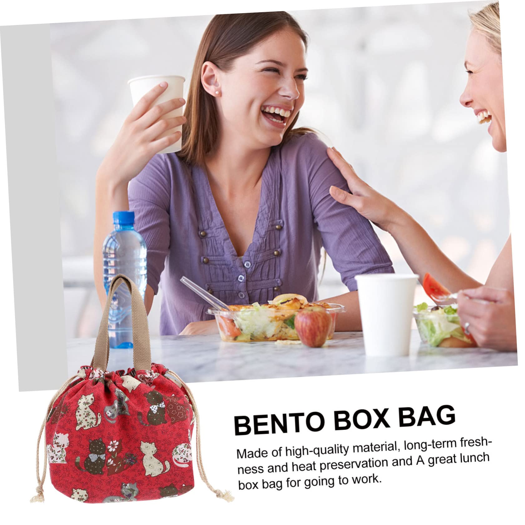 TOPBATHY 3piezas Bolsa De Almuerzo Cordón De Japonés Bolsa Bento Adorable Para Picnic y Diseño Práctico y De Llevar