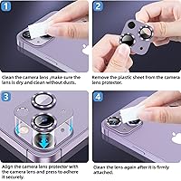 Vista 6 de Korecase Paquete de 2 Protector de lente de cámara para iPhone 14 y iPhone 14 Plus, cubierta de película de cámara de vidrio templado de metal