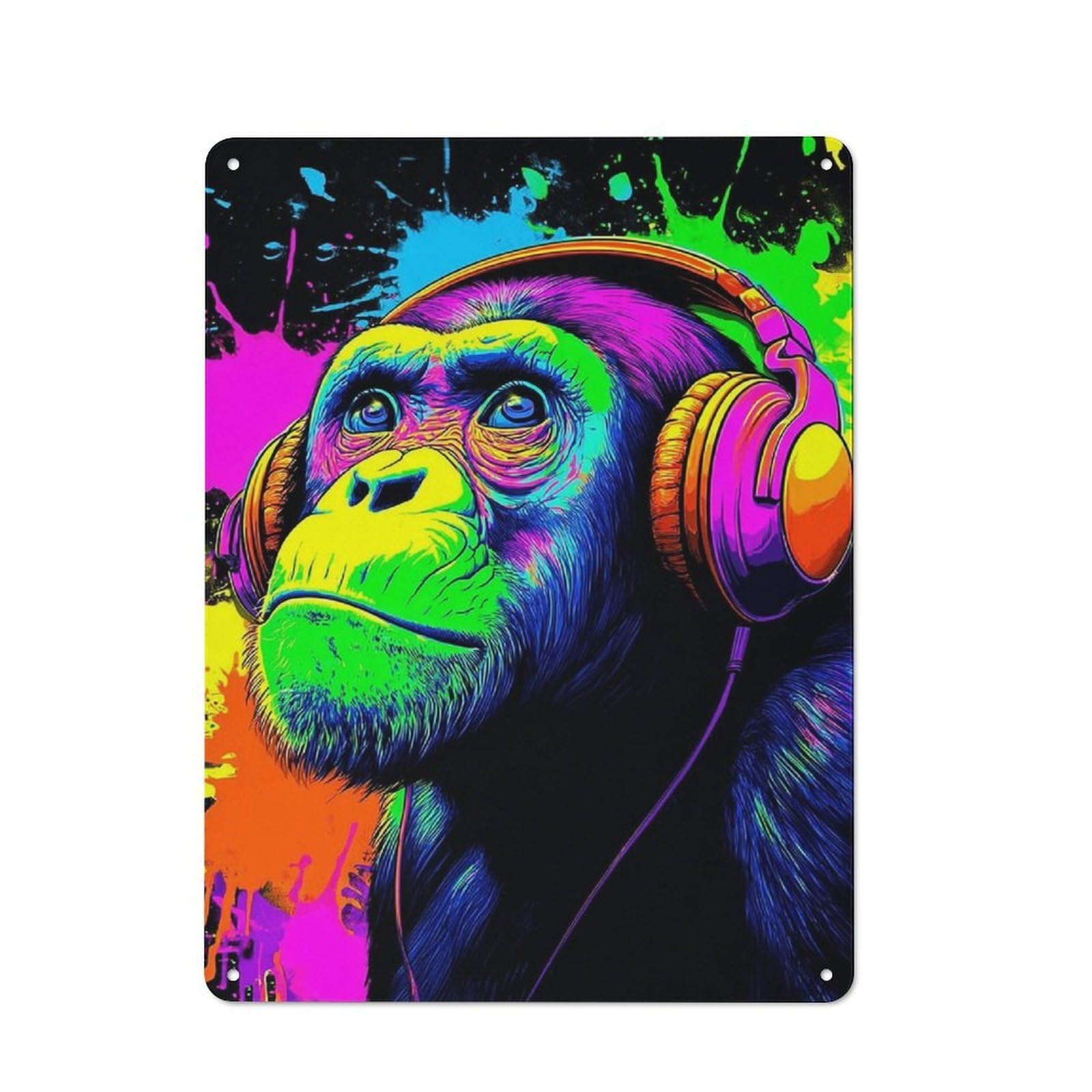 Chill Neon Monkey Groove Cottage Metal Wall Decor 40x30cm, Shed Metal Sign for Conservatory, Home Bar Or Utility Room