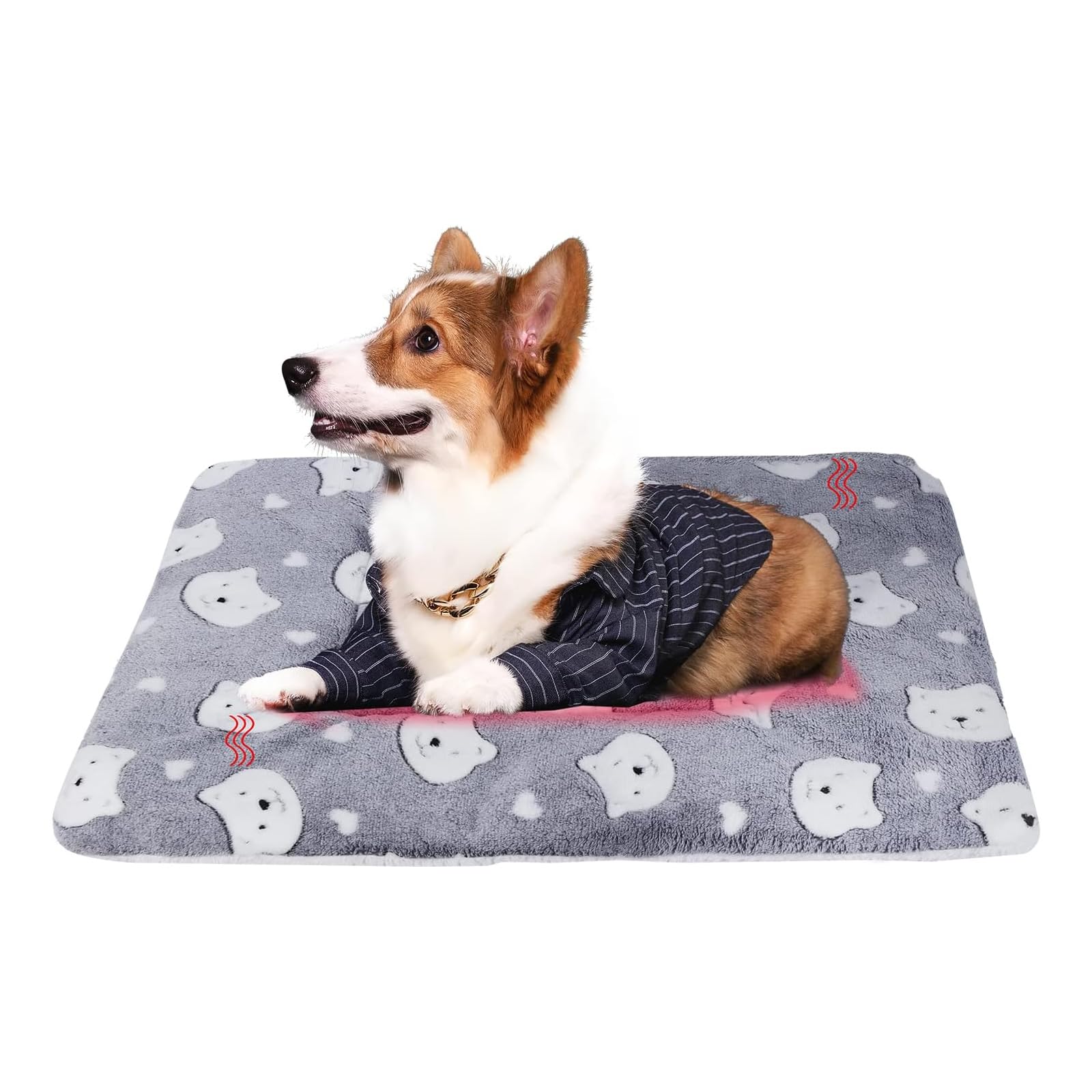 Wsetyy Ultra Soft Dog Crate Mat 80 x 55 CM, Warm Dog Bed Mat Mattress, Plush Pet Blanket for Medium Dogs Pets (80 x 55 CM, Pattern-GYWE)