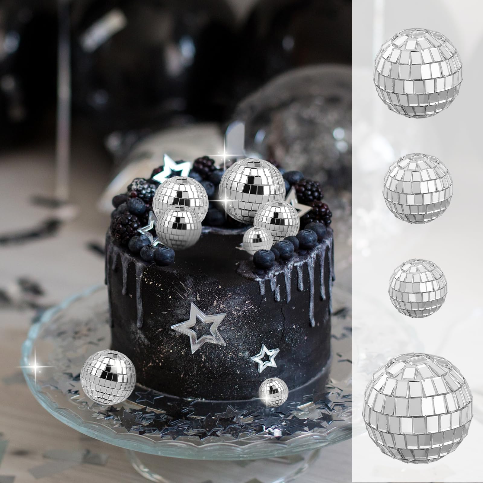 32 Stück Discokugeln Set In 4 Größen - Silber Glänzend Für Partydeko & Cake Topper