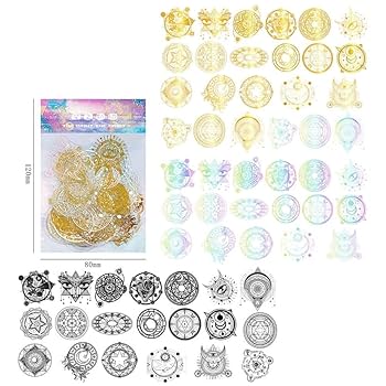 コラージュステッカーetc…大量！！ Amazon.co.jp: コラージュシール 手帳シール 银箔 金箔押し
