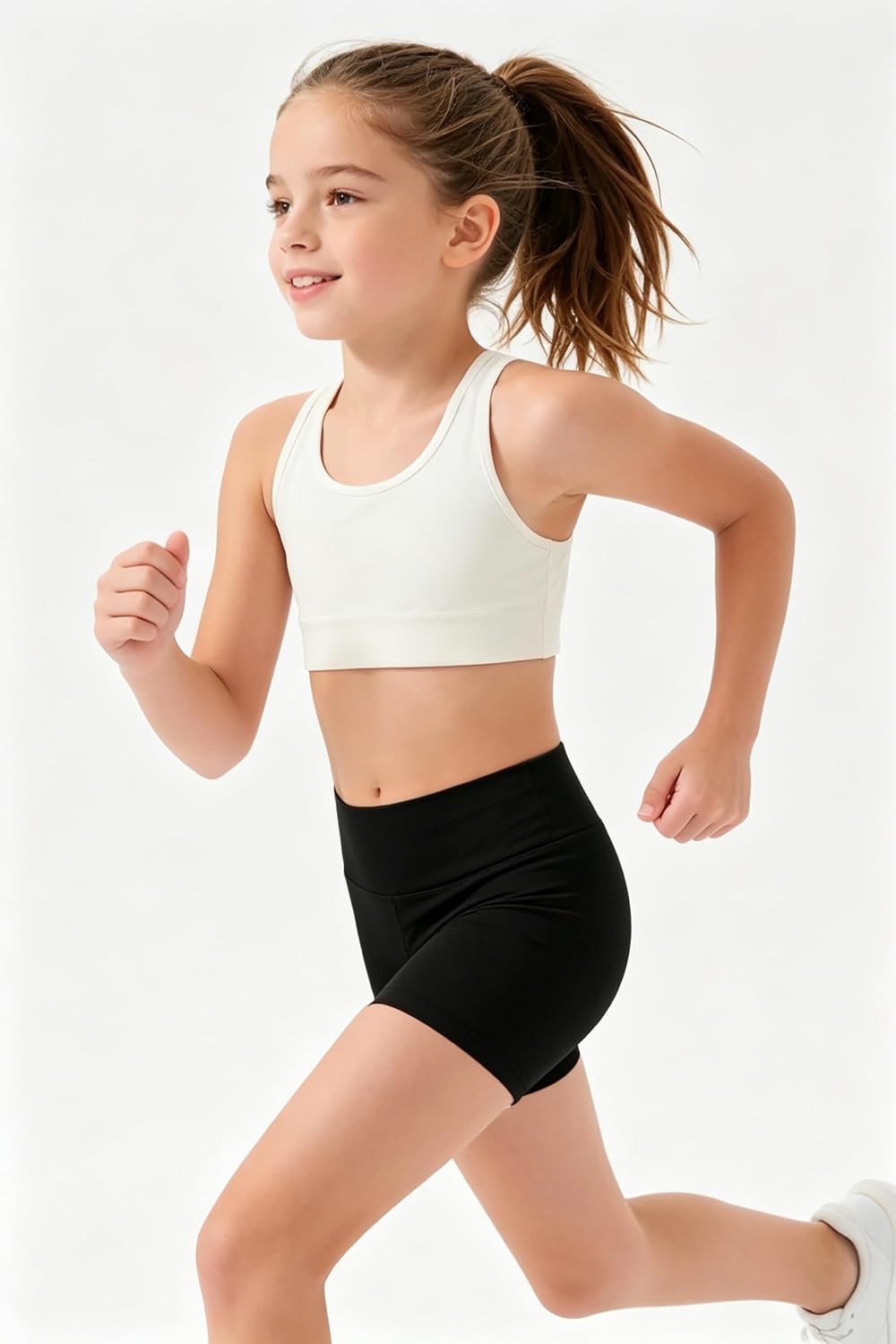 AIWUHE Girls Athletic Shorts Kids High Waisted Yoga Dance Biker Running Workout Shorts Comfy Gymnastics Shorts 5-14Y