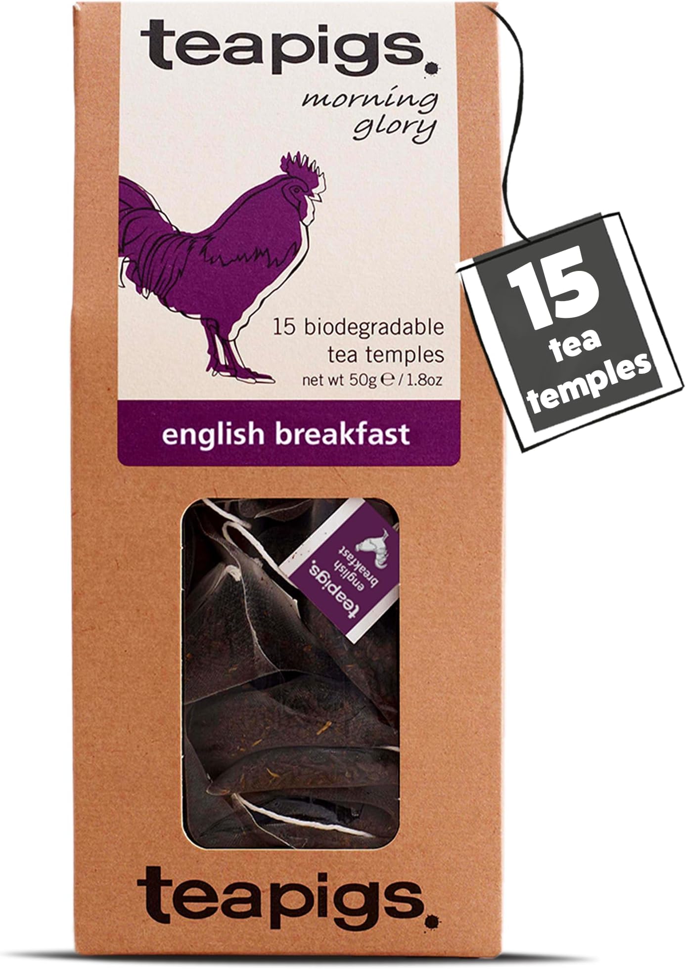 teapigs English Breakfast Tea - Black Tea Bags for An Everyday Brew - Rich and Malty Blend - 15 Temples