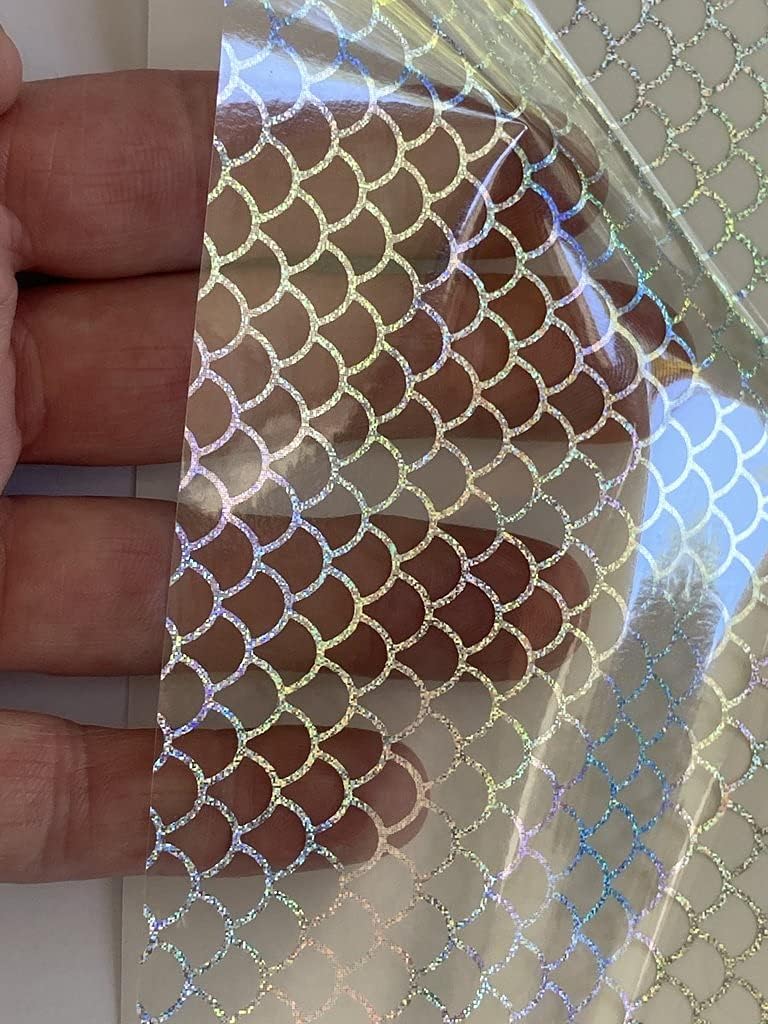 Paper Street Plastics Transparent Holographic Fish Scale Pattern Vinyl (12 inch x 30 ft)