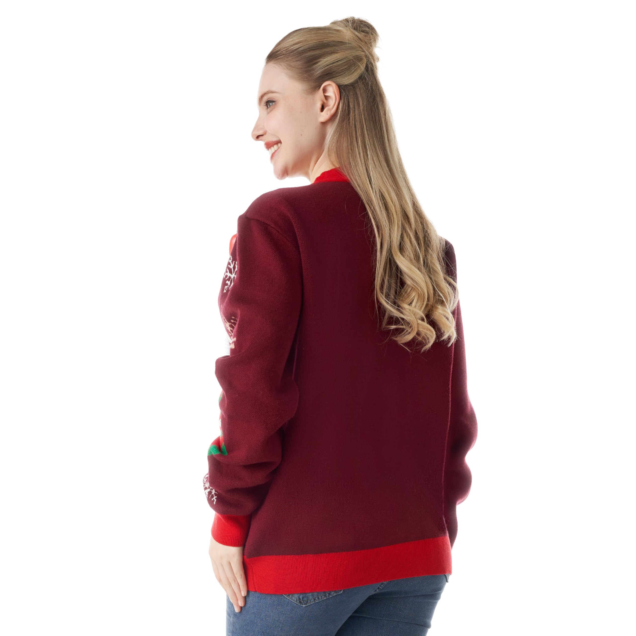 Giggling Getup Maglione natalizio da donna, maglione brutto luminoso, divertente maglione natalizio