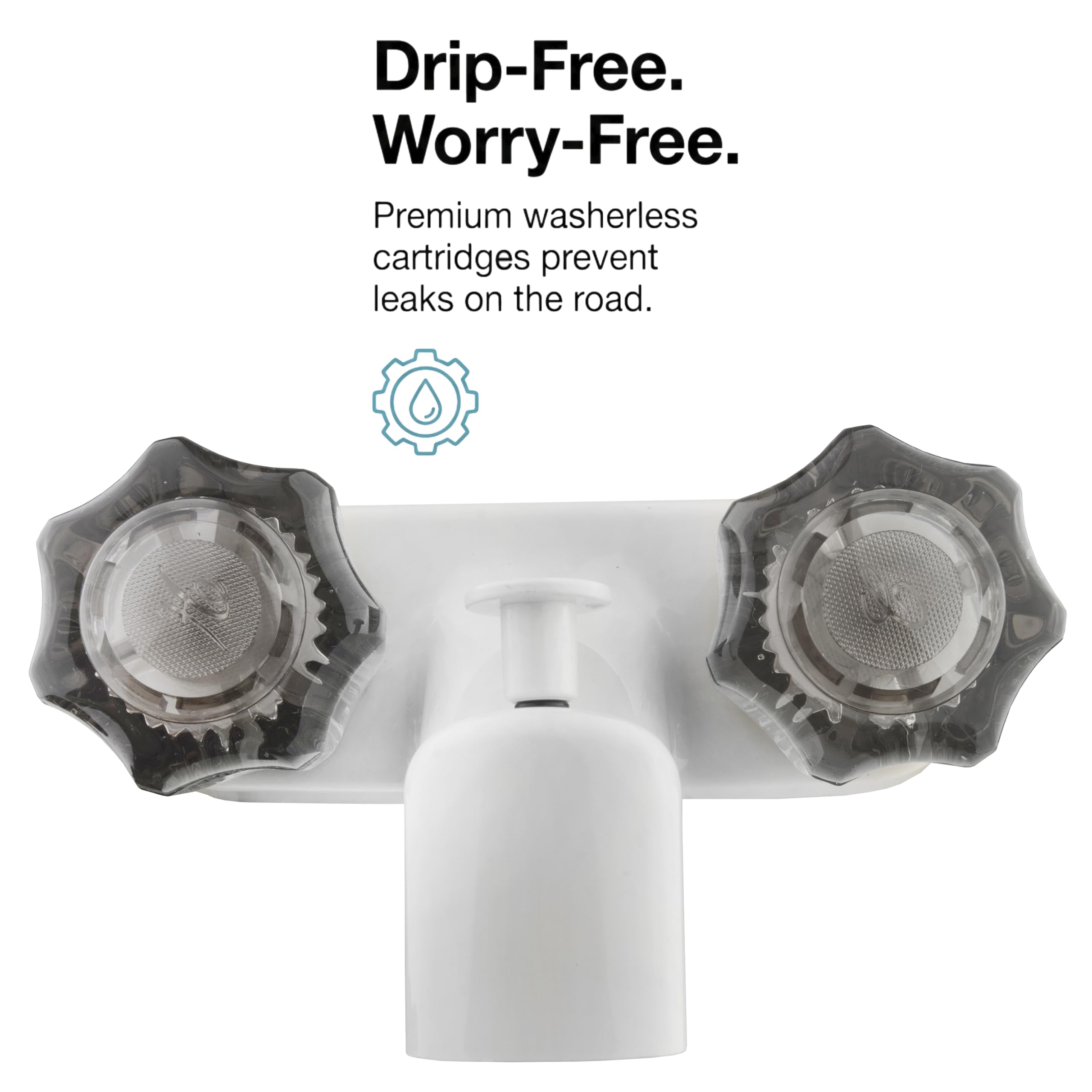 Dura Faucet (DF-SA110S-WT) - Dispensador de válvula de grifo de ducha y bañera, acabado en blanco, perillas acrílicas para: vehículo recreativo, autocaravana, remolque de viaje, camper, quinta rueda (5ª), remolque