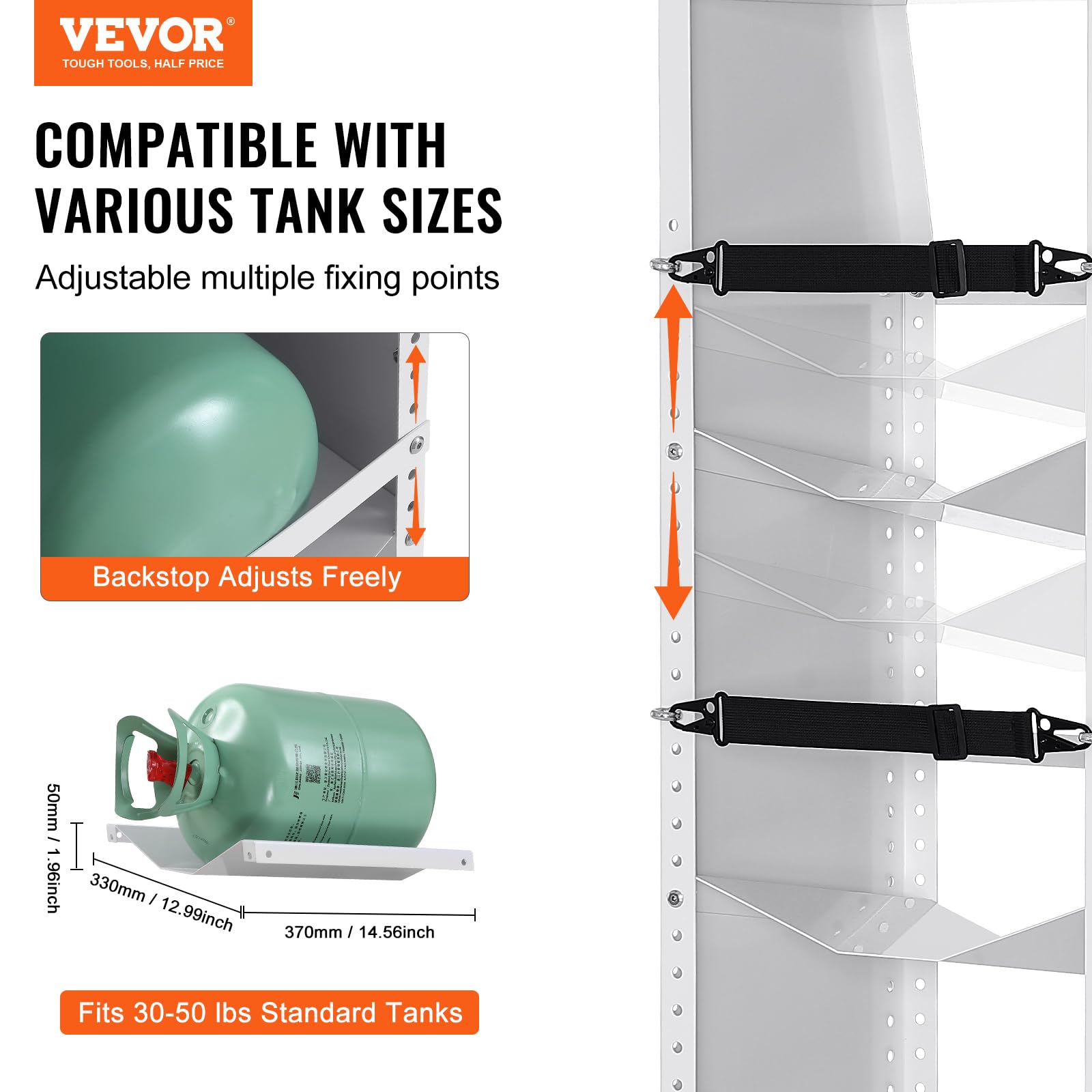 VEVOR Portabombole per Gas, 3 Pezzi Capacità 13-22,7 kg, Portabombole per Refrigerante 37x35,5x117 cm, Scaffale per Bombole di Gas per Freon, Gas, Ossigeno, Azoto, Refrigerante
