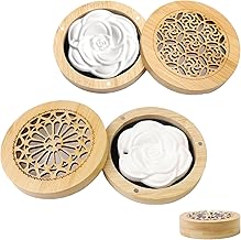 2 x Essential Oil Diffusion Stone with Wooden Fragrance Box, Pebble Essential Oil Diffuser, Fragrance Diffuser for Office, Living Room, Bathroom and Bedroom