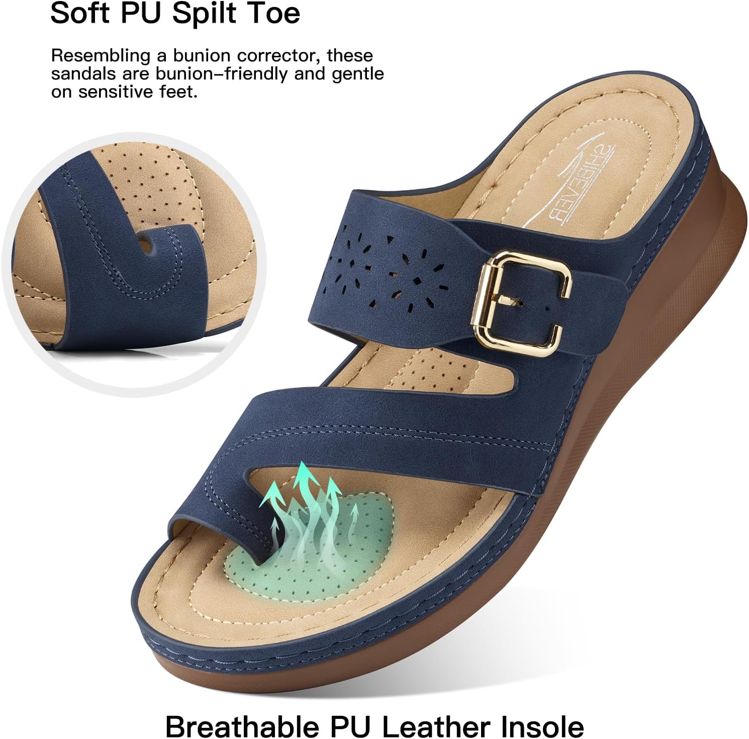 SHIBEVER Sandals for Women Summer Dressy: Comfortable Orthopedic Flip Flops with Arch Support Causual Walking Shoes