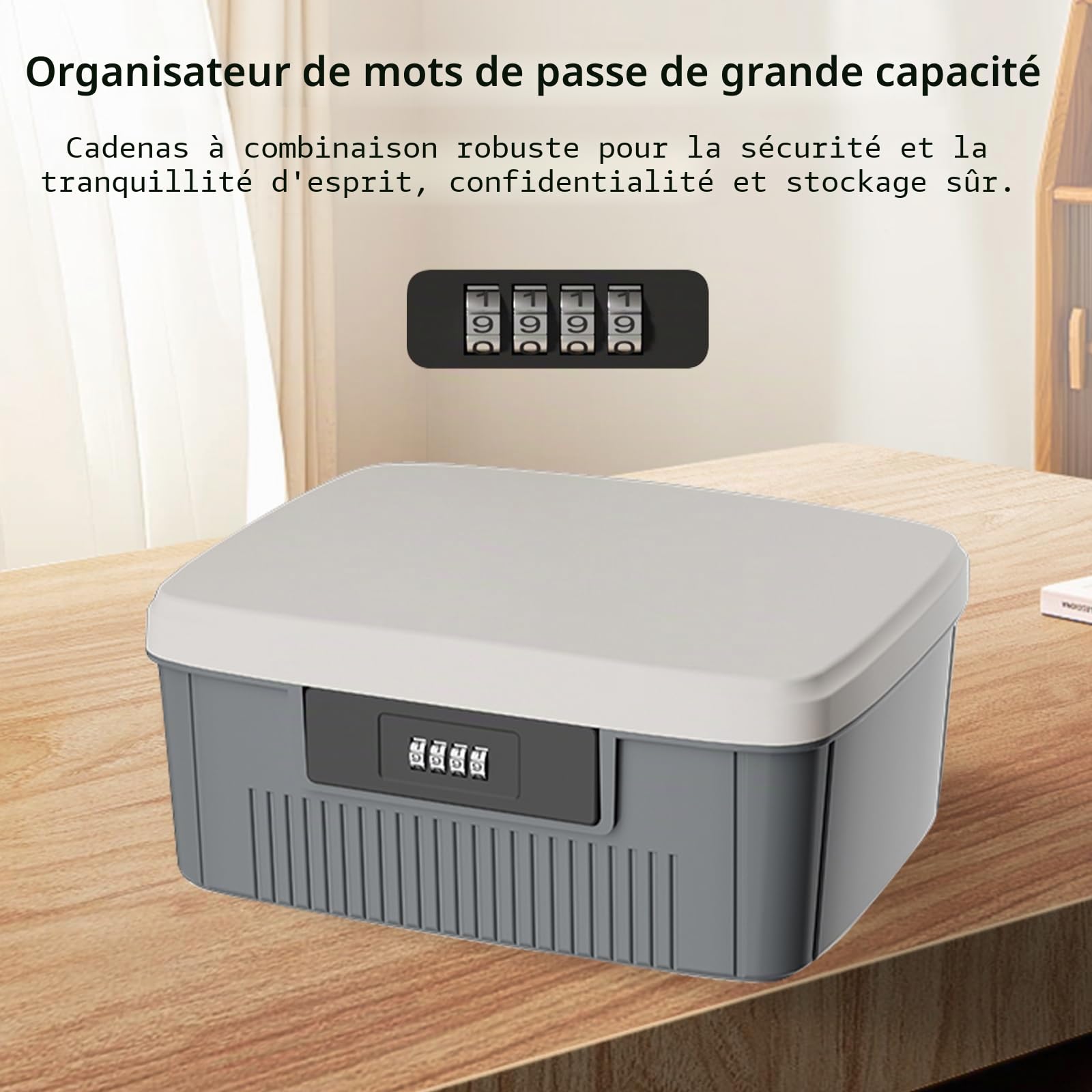 TWSOUL Coffre-fort avec code numérique, boîte de sécurité extérieure, coffre-fort à deux couches, boîte refermable, serrure à combinaison, boîte portative de médecine (gris)