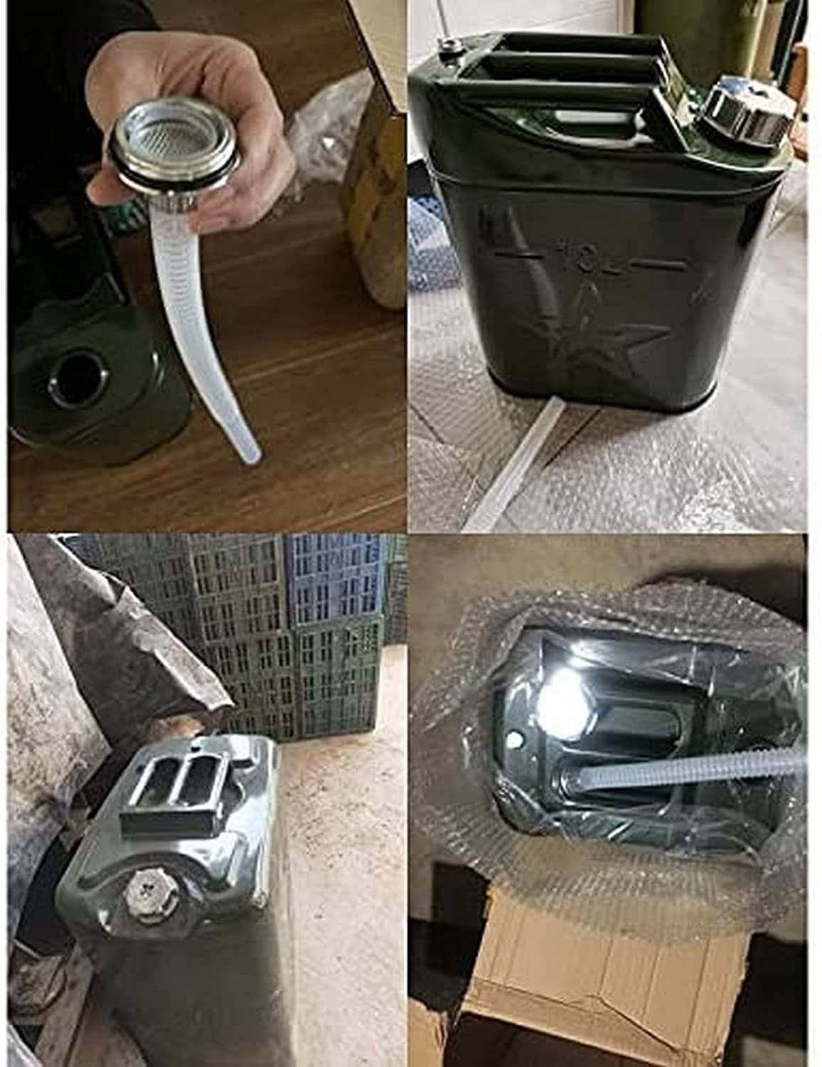 10L/15L/20L Zielony zbiornik paliwa, przenośny pojemnik na benzynę z rurką prowadzącą olej, zapasowy do transportu domowego(10L)
