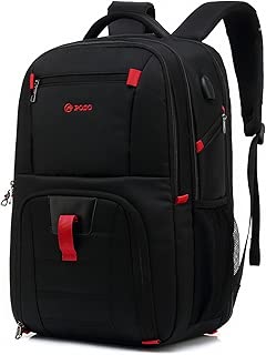 POSO Travel Laptop Backpack 17.3 Inch Computer Bag with USB Port Business Rucksack Hiking Knapsack Multi-Compartment Men Backpack for Dell Alienware Series/HP/Lenovo/Acer