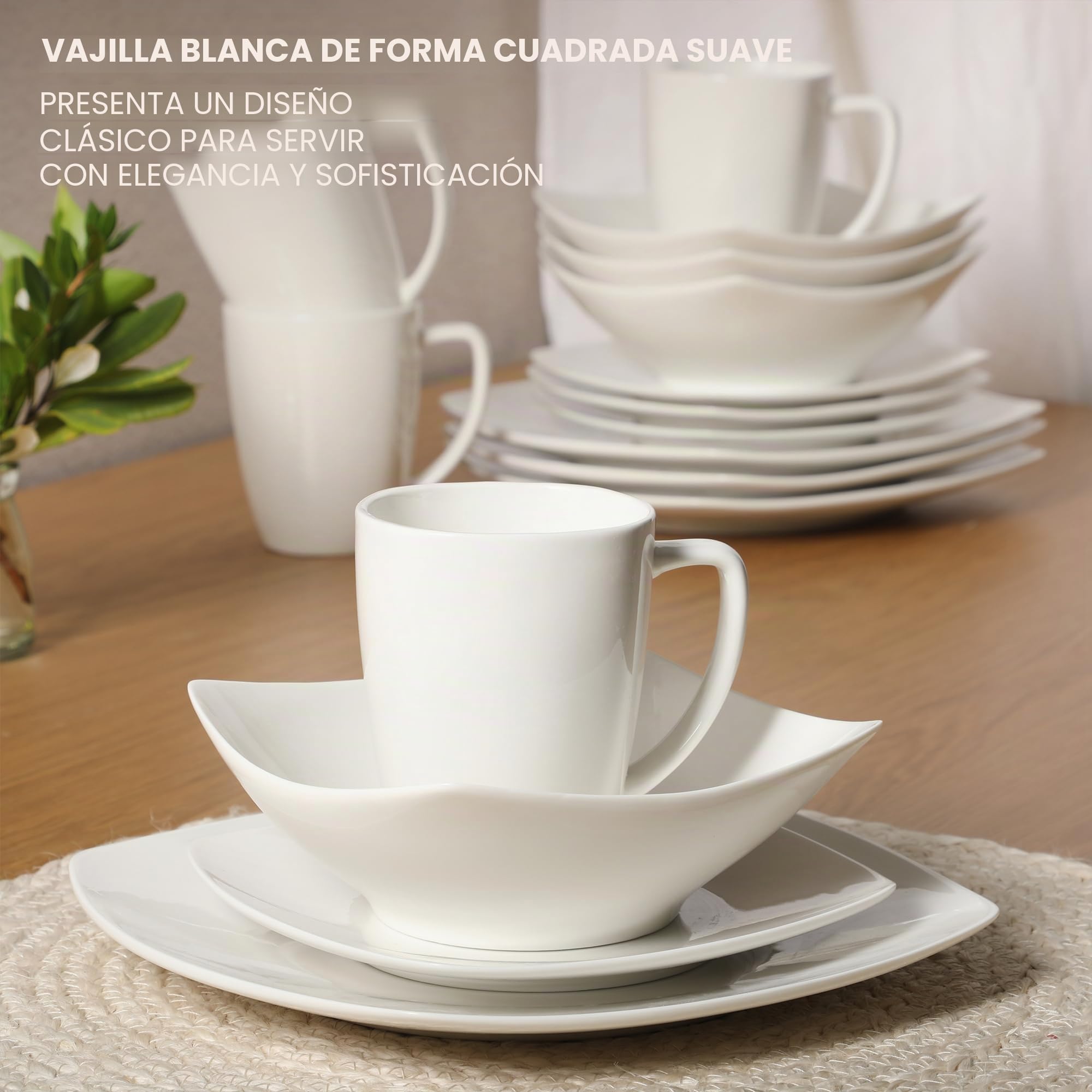 Gibson Home Juego de vajilla Zen buffet, servicio para 4 (16 piezas), color blanco