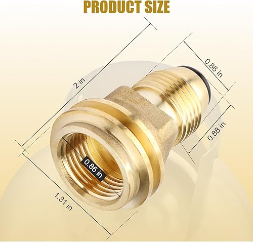 Miniatura 2 de Adaptador de propano POL a QCC1, adaptador de tanque de propano de latón que convierte la válvula de servicio de tanque POL LP a manguera o