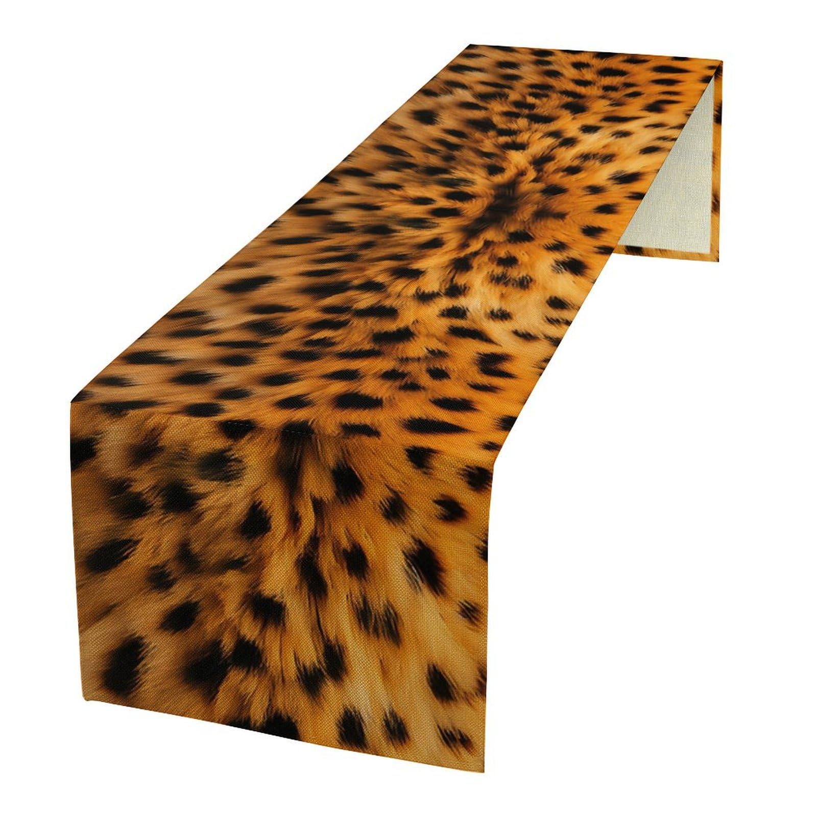 Leopard Print Table Runner Wildlife Fur 3D Printing Farm Dining Table Decoration for Kitchen Dining Room Holiday Party Decor 13x70in
