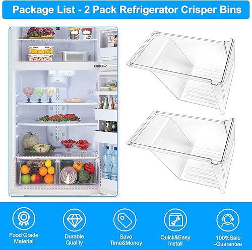 Miniatura 6 de Paquete de 2 cajas para refrigerador, 240337103, compatibles con Frigidaire Kenmore, repuesto de cajón Frigidaire para 240337100 AP2115741