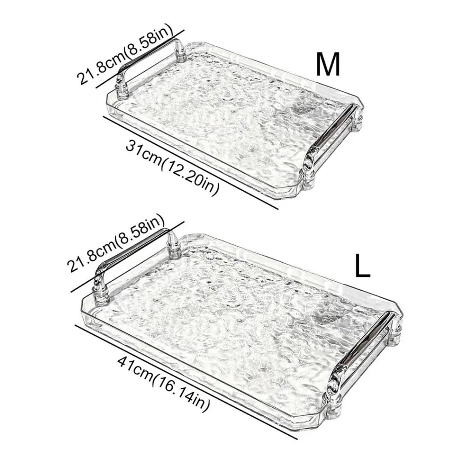 Bandeja Transparente para Servir, Bandeja para Taza de té con asa, Bandeja Decorativa para el té de la Tarde, para Sala de Estar (Gris L)