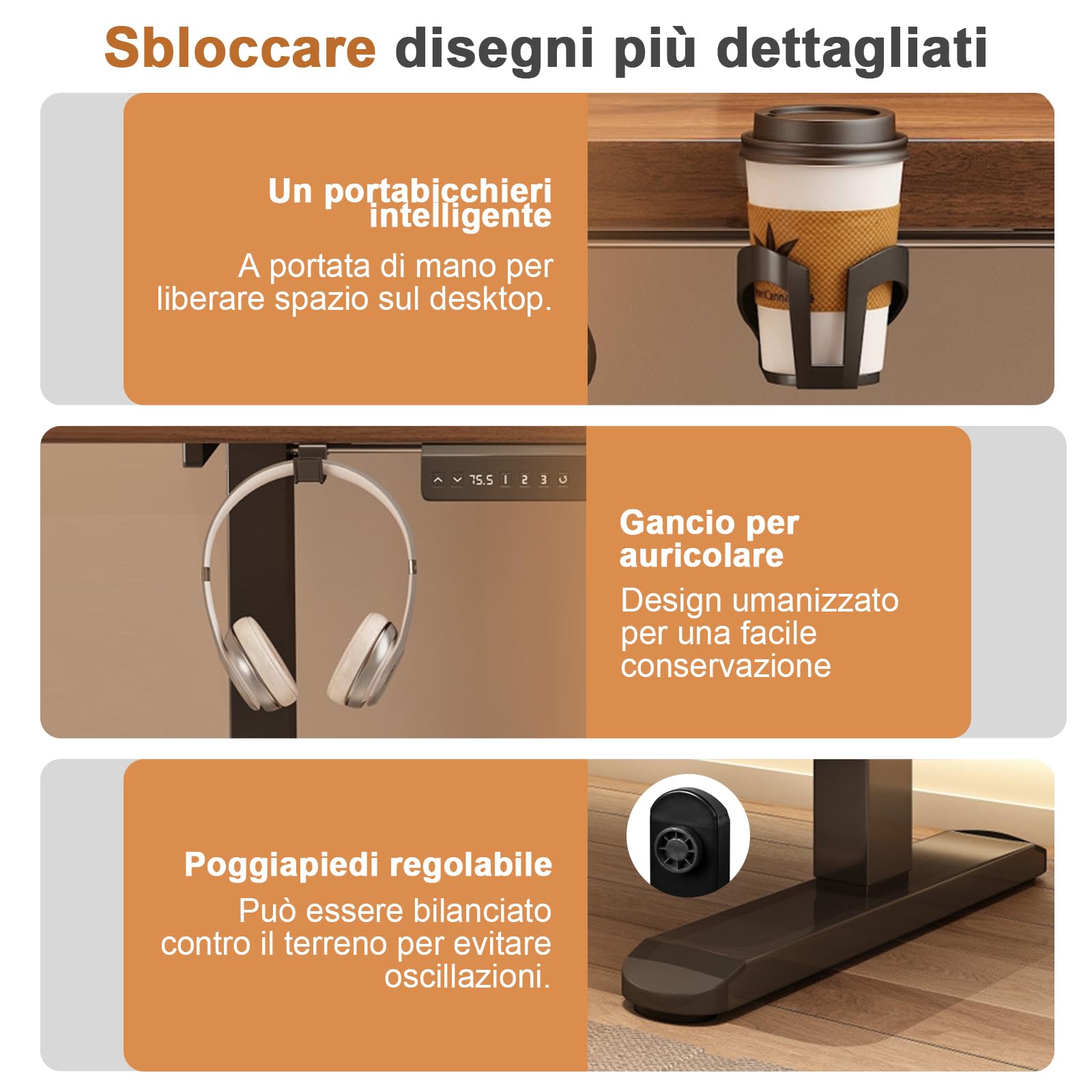 Scrivania Regolabile in Altezza con 2 Motori, Telaio Scrivania in Piedi Elettrico con 3 Funzioni Memoria e Blocco, Telaio da Scrivania Standing Desk da 71.5-117cm, Solo Telaio
