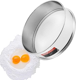 Flour Sieve, 10 Mesh Sifter, 304 Stainless Steel Food-grade Fine Mesh Strainer, Dia. 12.6" for Baking, 5 Sizes Mesh Hole for Mungbean, Rice, Pearl Powder