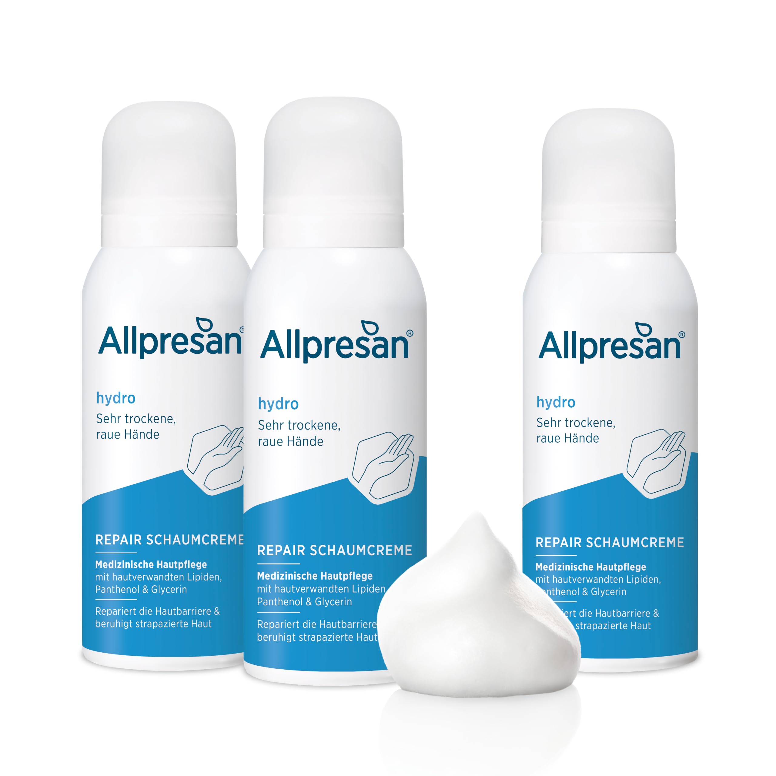 Allpresan Repair Schaum-Creme - hydro - Zur Pflege sehr trockener und rauer Hände - 100 ml (3er Pack)