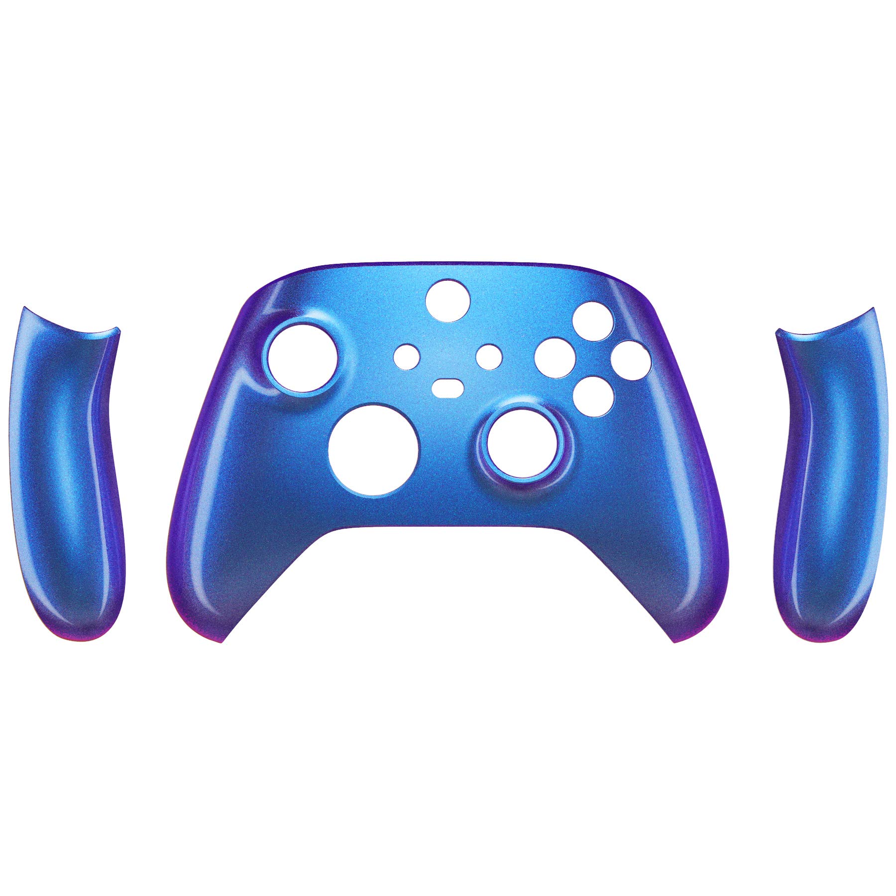 eXtremeRate Side Rails Grips Shell for Xbox Series X & S Controller, Scarlet Red Chameleon Purple Blue Custom Accessories Back Panels Faceplate for Xbox Core Wireless Controller [Controller Excluded] — view 9