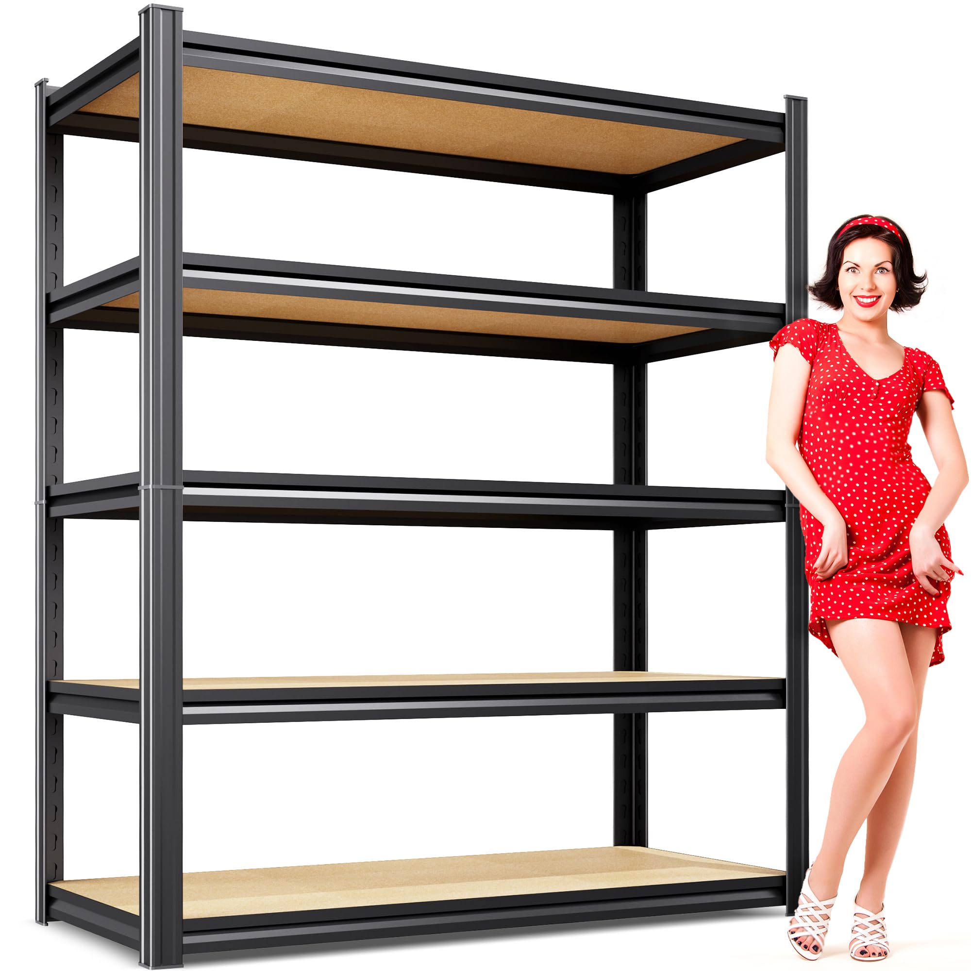 Garage Shelving 5 Tier Storage Shelves,Adjustable Shelf 71"x46"x18"