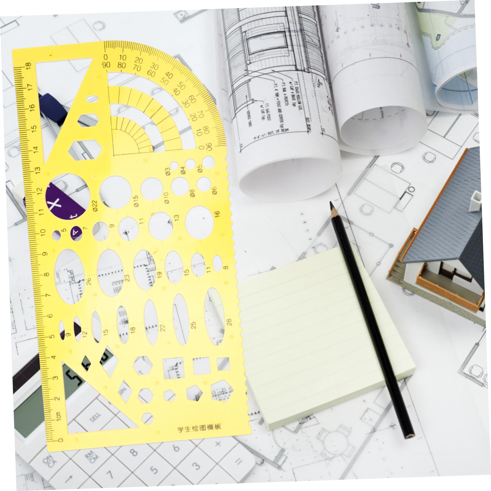 jojofuny 4 Ensembles Règle de Mesure Géométrique avec Modèles de Pochoirs Kit pour Dessin Outils de Dessin pour École et Bureau