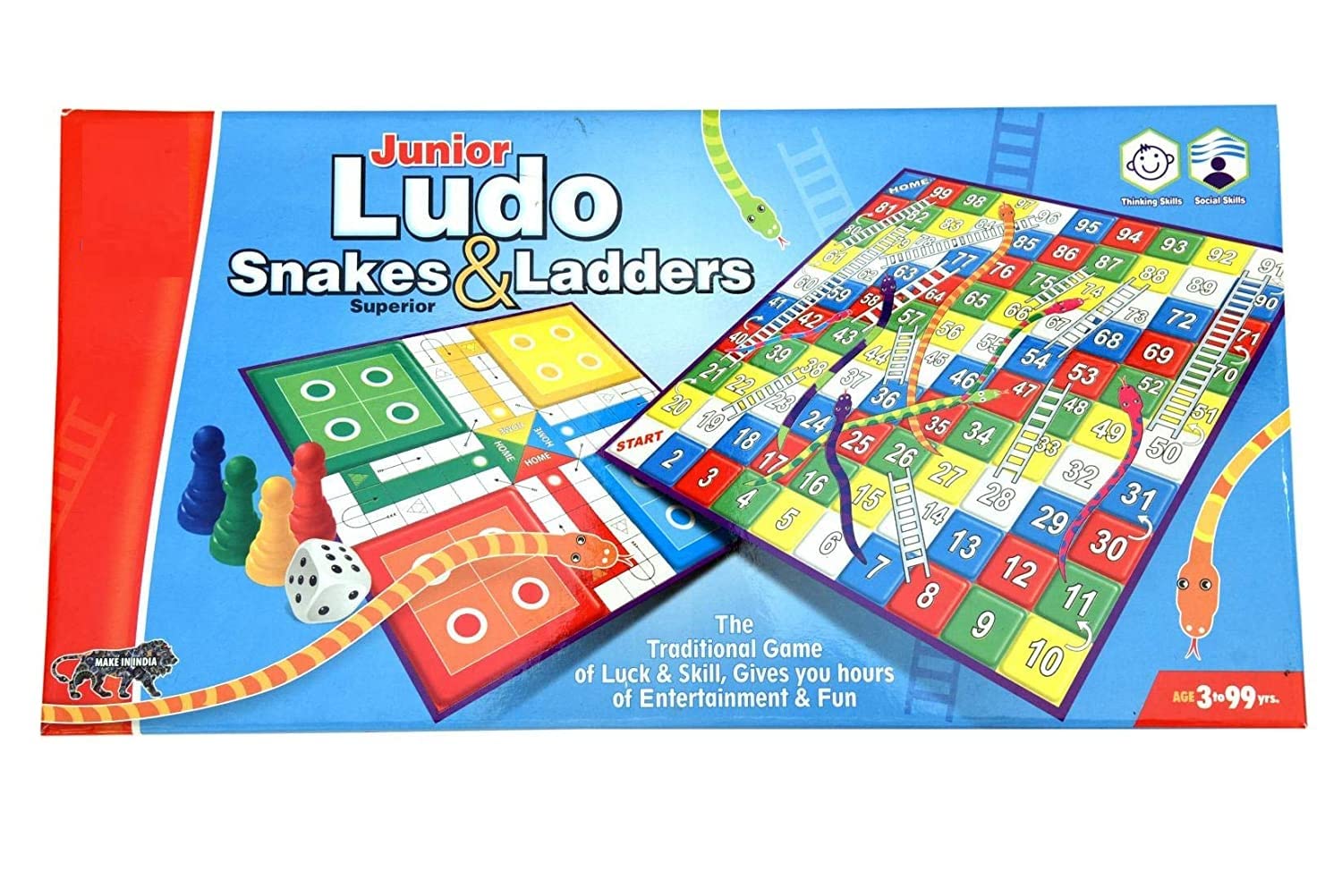Game Phactory Classic Strategy Junior Ludo, Snakes & Ladders Game for Kids and Family (Small) (B0B6GGPVZ5) Amazon Price History, Amazon Price Tracker