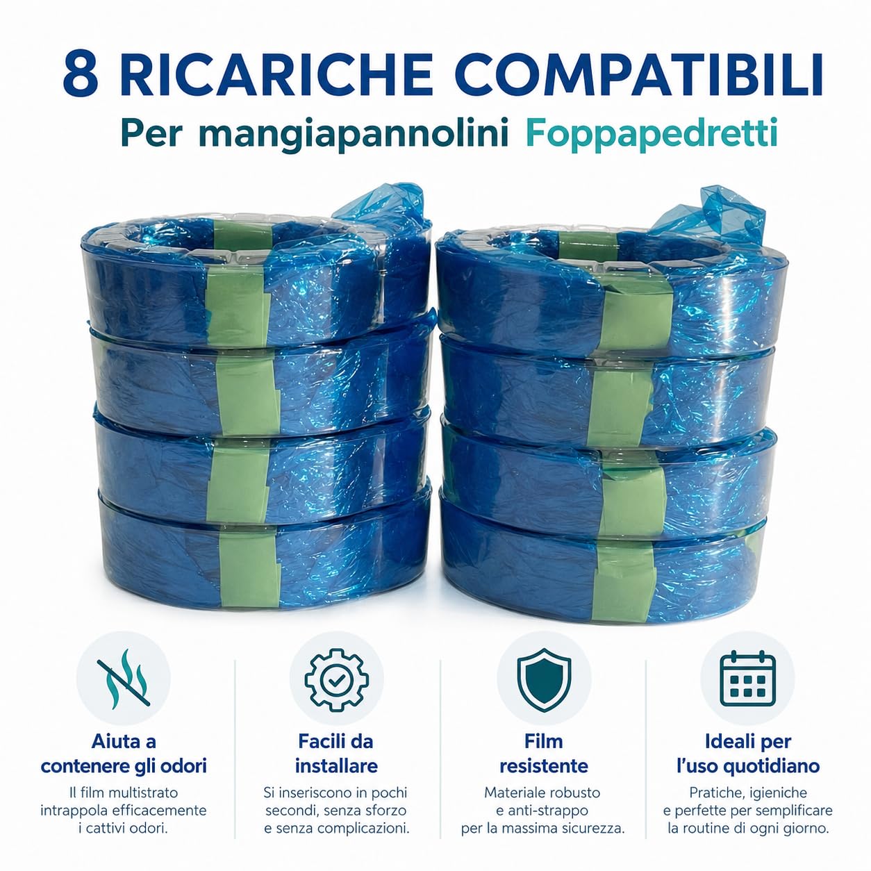Easy Nappy Nachfüllbeutel für Windelfresser, kompatibel mit Foppa Pedretti Angelcare, mehrlagige Anti-Geruchs-Beutel für Windeln mit Behälter, strapazierfähige Ersatzteile mit Geruchsbarriere