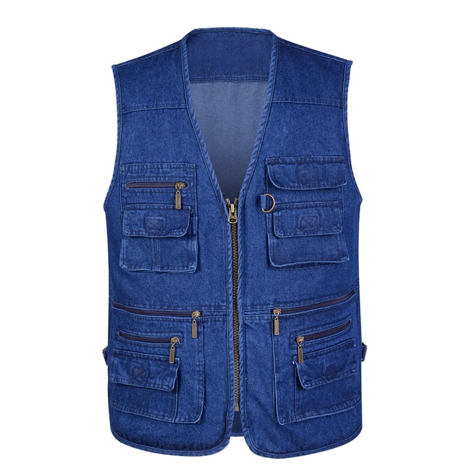 CLSQLXYJZC Gilet Leggero Uomo, Gilet Da Cowboy Estivo Versatile Da Uomo Multitasche Con Cerniera Per Pesca E Fotografia, Pesca Traspirante Fotografi, Per Safari Ed Escursionismo
