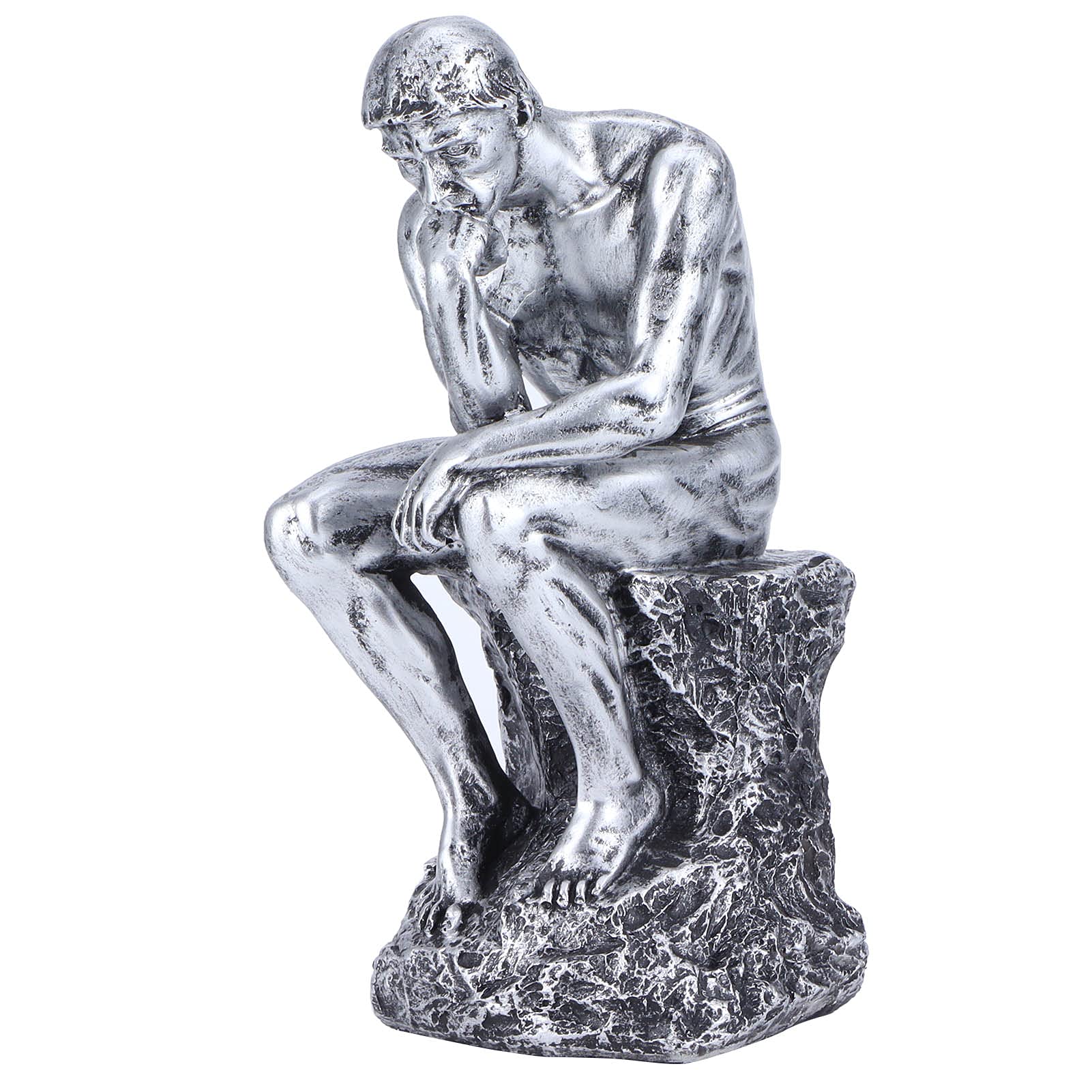 HERCHR Estatua del Pensador, el Silencio es Estatua Dorada Escultura del Pensador Creativos Figura Abstracta para el Ornamento de la estantería de la Oficina en el hogar(Plata)