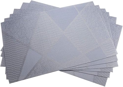 Miniatura 10 de Gugrida Juego de 6 manteles individuales de PVC, juego de 6 manteles individuales de PVC, color natural (6 piezas, hojas rojas) hoja-rojo,Hoja